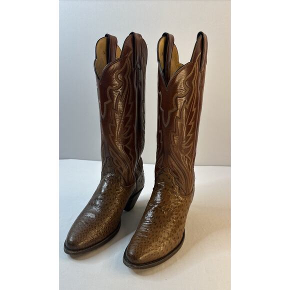 VTG womens justins cowboy boots size 5.5 B Smooth Full Ostrich Quill A0808 Rare - Picture 1 of 16